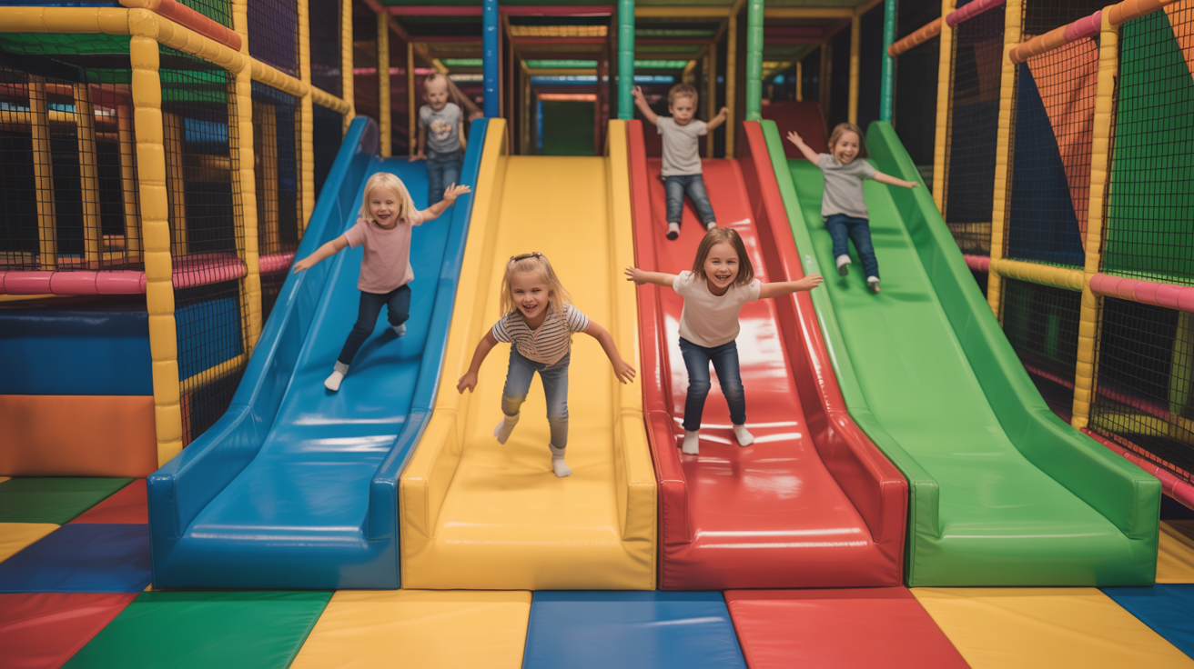 Kids climbing and sliding